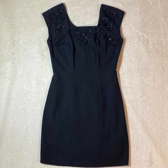marianna Dresses & Skirts - Vintage Marianna Black Beaded Tank Dress - 6